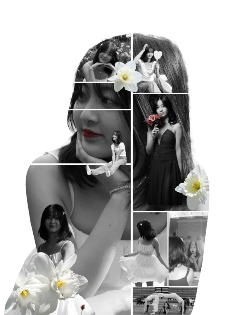 It is a portrait collage assignment we were given to do of ourselves. by Morgan Tran