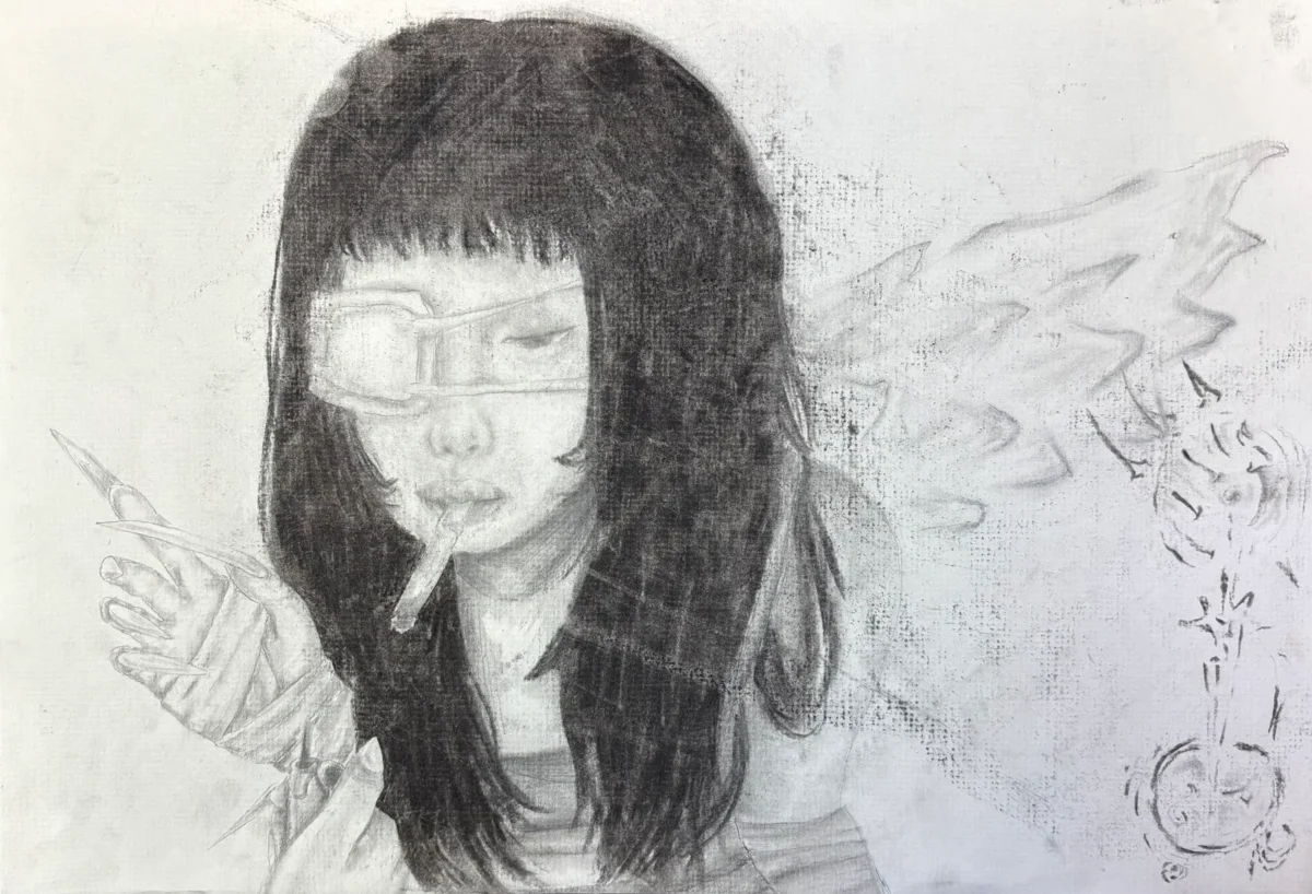 Purity, Charcoal on Paper by Ash Nguyen