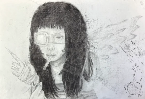 Purity, Charcoal on Paper by Ash Nguyen