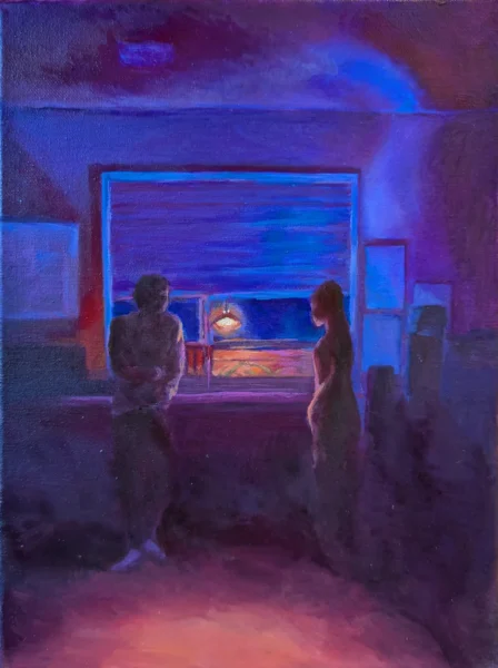 New Years Party, oil paints by Katie Waters
