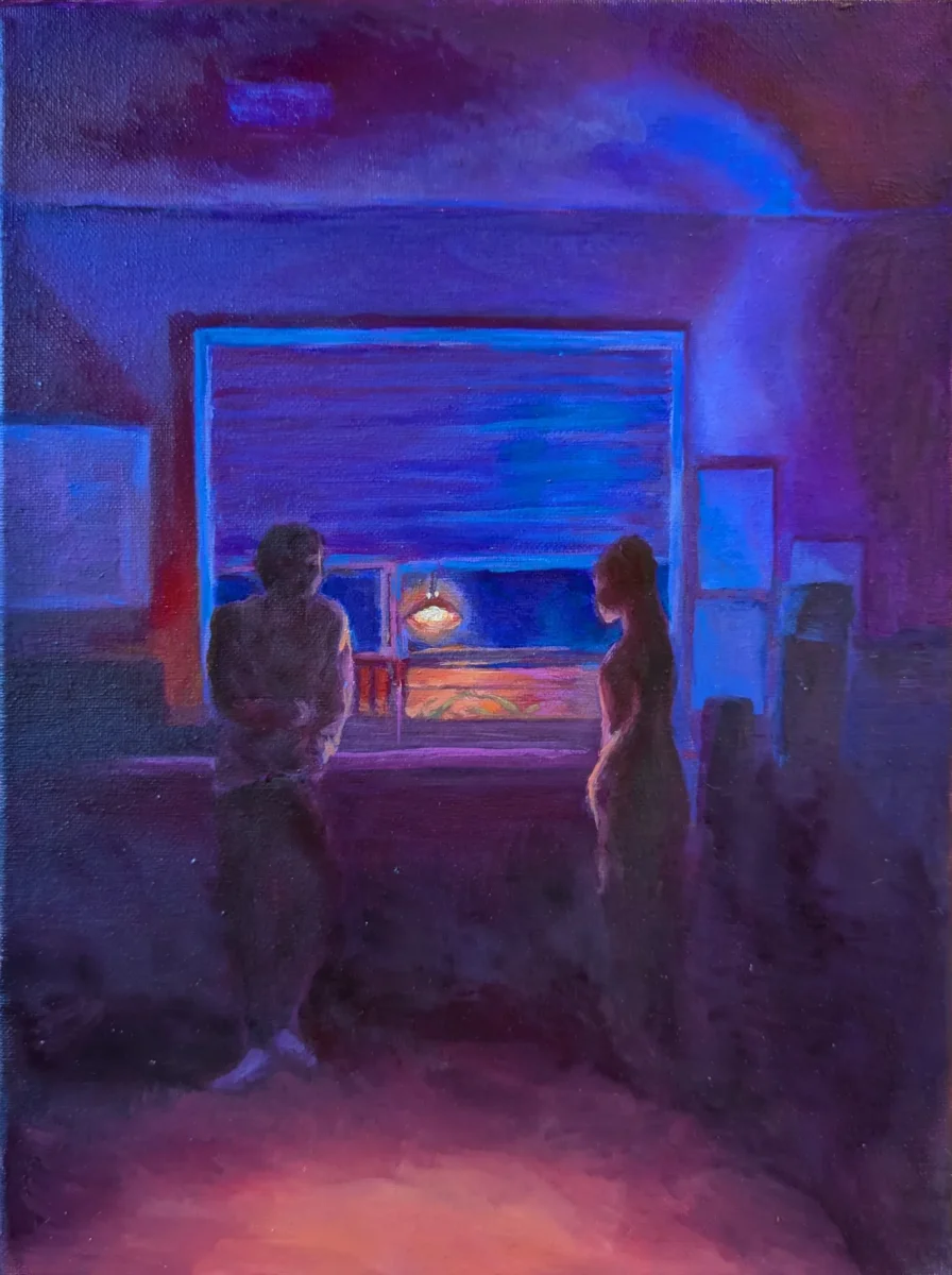 New Years Party, oil paints by Katie Waters