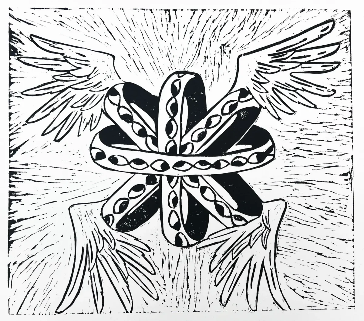 The Ophanim, Linoleum Print by Lilah Ruud