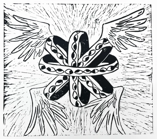 The Ophanim, Linoleum Print by Lilah Ruud