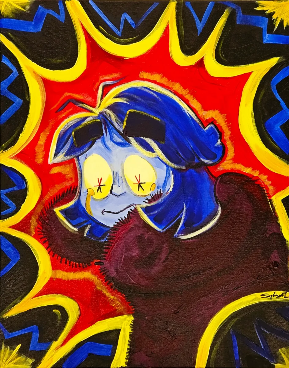 "Anxiety", Acrylic on canvas, a representation of an anxiety attack and how much it impacts someone both physically and mentally. by Sophia McNassar