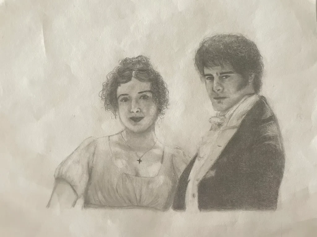 Pride and Prejudice. Graphite on drawing paper. Inspired by the 1995 BBC production of Jane Austen's Pride and Prejudice; the artwork depicts Elizabet by Mackenzie McCollister
