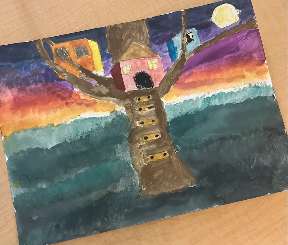 The Final Project, Watercolor and Two-point perspective. I chose to create this as my final project for Art 1. It was originally supposed to be buildi by Lily Wanner